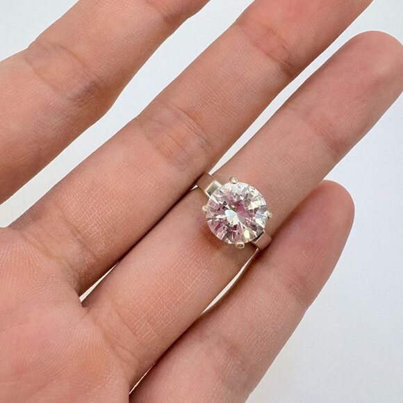 VTG Sterling Silver 925 Cubic Zirconia Prong Set Statement Ring Size 6.75 - Picture 6 of 8